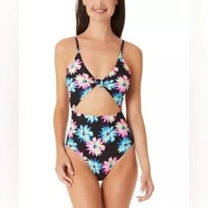 Traje de baño de una pieza California Waves Juniors GerberDaisy recortado anudado, nuevo S - Imagen 1 de 12