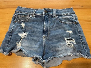 Aeropostale Aero Cheeky Short High-Rise Destressed Denim Shorty Jean Shorts 25 W - Picture 1 of 9