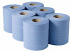 6 X BLUE ROLL 2Ply Centrefeed Rolls Paper Hand Towels Absorbent Made In UK