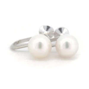 Mikimoto pearl earrings 7.4mm 14k white gold - Picture 1 of 5