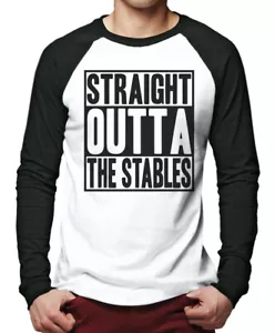 Straight Outta The Stables Men Baseball Top horse horsey mad rider equestrian i - Imagen 1 de 4