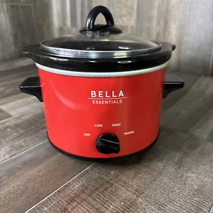 BELLA ESSENTIALS 1.5 Qt Slow Cooker Black Ceramic bowl ~RED ~ - Picture 1 of 7