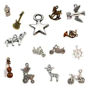 10er Set Mini Anhänger Silber- oder Kupferfarben - Bild 1 von 21