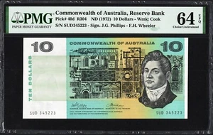 Australia 10 Dollars P40d R304 1972 Phillips Wheeler PMG64 UNC EPQ Banknote RARE - Bild 1 von 2