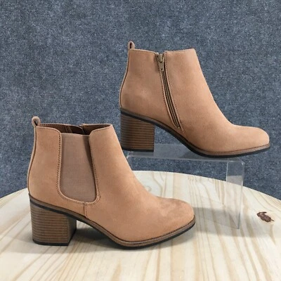 Botas de montaña blancas para mujer 7,5 M Chelsea beige cremallera lateral tacón bloque tobillo Foto 1 de 4