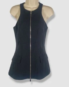 $1590 Michael Kors Collection Women's Black Front Zip Sleeveless Jacket Size 2 - Picture 1 of 3