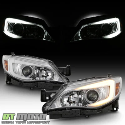 For 2008-2014 Subaru Impreza WRX Chrome LED DRL Switchback Projector Headlights - Image 1 of 4