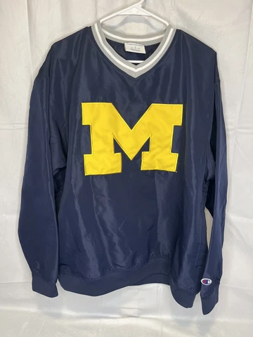 Champion Michigan Wolverines Pull Over Windbreaker Jacket Golf Mens L Cover