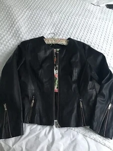 rino pelle leather jacket biker blk size 14 - Picture 1 of 6
