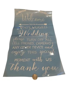 Wedding Themed-Unplugged- Reusable Vinyl Stencils 8 inch x 22 inch - Picture 1 of 1