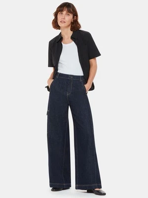 Whistles Wide Leg Jeans Cargo Style Dark Blue W29 Ins Leg 32 Relaxed Fit - Image 1 of 4