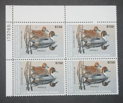 Bloque de cuatro estampillas federales de caza de patos RW50 (4), MNH, OG, 1983 estampillas Foto 1 de 2