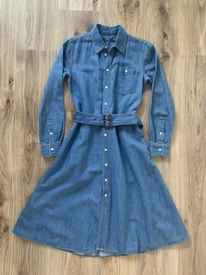 Polo Ralph Lauren Women's Denim Dress Size 6 Cotton Linen  Belted Maxi Dress - Image 1 of 4