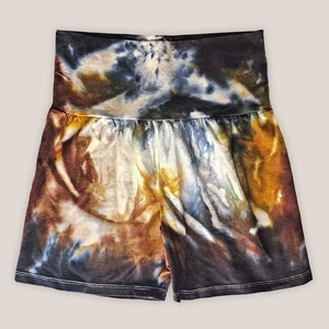 Neu mit Etikett schwarz & gold Batik Shorts Baumwolle Yoga breiter Bund Unterteil | Gr. L - Bild 1 von 3