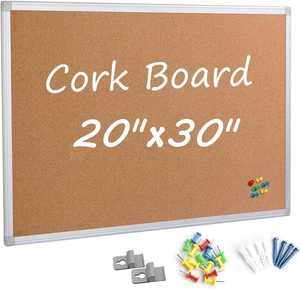 Board2By Cork Board Bulletin Board 20 X 30 Inches, Silver Aluminium Framed Corkb - Picture 1 of 12