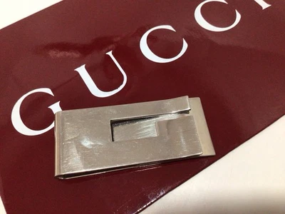 GUCCI Firmado G LOGO CLIP DE DINERO / Sobre GUCCI / Tarjeta Foto 1 de 4