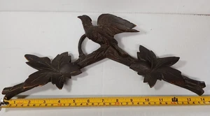 Antique German black forest cuckoo clock crown finial mahogany stain, 14" across - Picture 1 of 12
