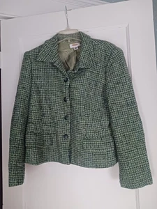 Chaqueta de traje para mujer Talbots verde tweed mezcla de lana talla 18p - Imagen 1 de 4
