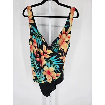 Купальник цельный винтажный женский Longitude размер 22W для похудения яркий цветочный - Изображение 1 из 4