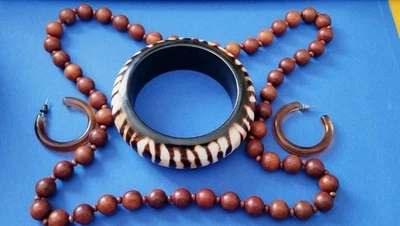 schönes Schmuckset, 3 Teile, braun - Bild 1 von 4