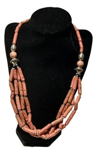Handmade Moroccan Amazigh Necklace Pink Orange Color Beads Tribal Ethnic Jewelry - Picture 1 of 3