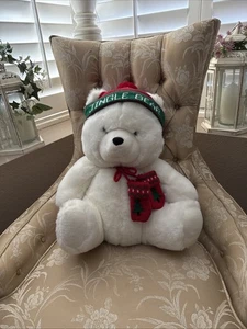 Jingle Bear Broadway White Christmas Bear Plush 16" 1980s Hat & Gloves (2) - Picture 1 of 7