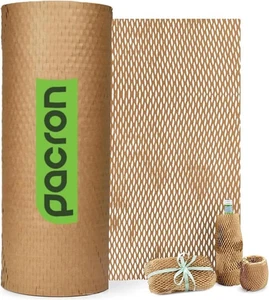 Recyclable Honeycomb Kraft Paper Roll – 15" x 875', Eco Wrap for Shipping - Picture 1 of 20