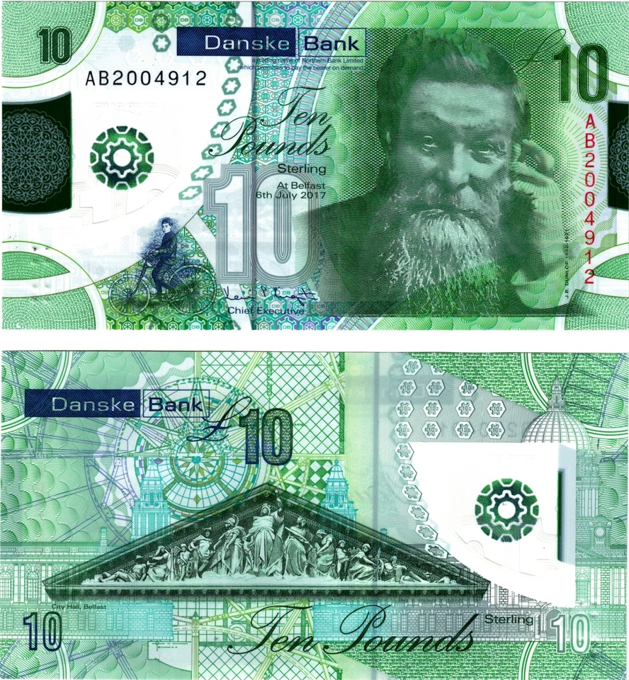 2017 Ireland Northern Danske Bank 10 Pounds Banknote UNC P214 Polymer - Image 1 of 1