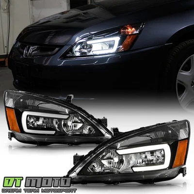 Par de faros de tubo LED DRL negros izquierda+derecha para Honda Accord 2003-2007 Foto 1 de 4