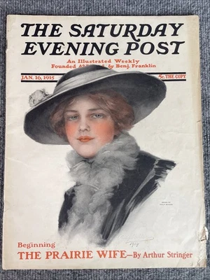 1915 Saturday Evening Post Magazine January 16th Philip Boileau Cover - Image 1 of 4