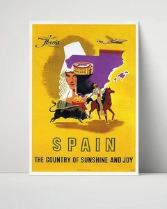 Classic Travel Unframed Poster - Spain - Iberia Bullfighting and Flamenco - Picture 1 of 4