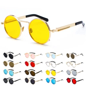 Retro John Lennon Men Women Sunglasses Gothic Metal Steampunk Round Glasses NEW - Picture 1 of 29
