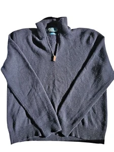 Men’s Vintage 100% Cashmere 1/4 Zip Ralph Lauren Polo Navy Blue Thick Size XL - Picture 1 of 16