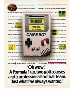 1992  VINTAGE PRINT AD - GAME BOY NINTENDO AD...F-1 RACE.. FORMULA 1 CAR OH WOW!