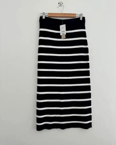 Brand New - Black & White Stipe Knit Midi Skirt - Size 14 - Picture 1 of 4