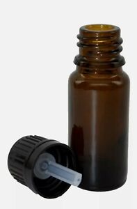 (20) - 10 ml Euro Vials Dropper Amber Glass Bottles with Black Caps .. NEW
