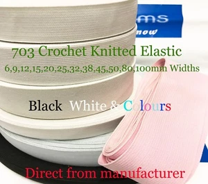 BULK KNITTED ELASTIC ITEM 703 6 9 12 15 18 20 25 32 38 50;100;125mm MANUFACTURER - Imagen 1 de 27