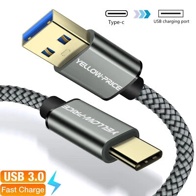 15cm 1m 2m Braided Type C to USB Type A 3.1 short 3A USB-C Male Data Cable S22+ - Image 1 of 4