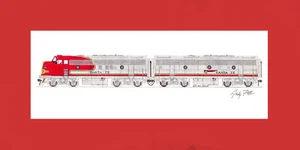 Santa Fe F7A&B 347 B&C 10"x17" impresión en 10"x20" alfombrilla firmada por Andy Fletcher - Imagen 1 de 1