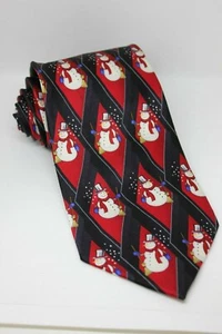 Holidays Novelty All Over Snowman Holiday Theme 100% Silk Men's Neck Tie NWT - Picture 1 of 5