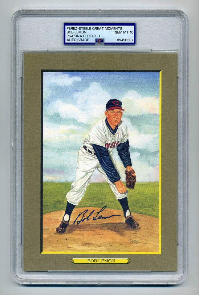 BOB LEMON GEM MINT 10 PSA/DNA SIGNED  PEREZ STEELE GREAT MOMENTS CARD - Image 1 of 1
