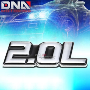 STICK ON 3D POLISHED CHROME BLACK BODY METAL EMBLEM TRIM BADGE LOGO 2.0L 2.0 L - Picture 1 of 2
