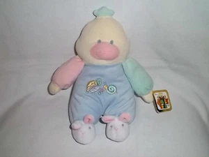 NEW EMILY TOYS 9" Plush BABY DUCK Blue Yellow RATTLES Pastel Snail Turtle Bunny - Picture 1 of 4