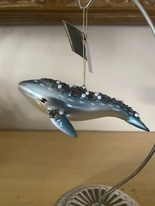 Robert Stanley Beaded Glass Whale Christmas Ornament Ocean Sea Life ~ New - Picture 1 of 11