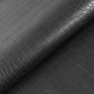 Black Crocodile Pattern Marine Faux Leather Materials Restore Vinyl Upholstery - image 1 of 4