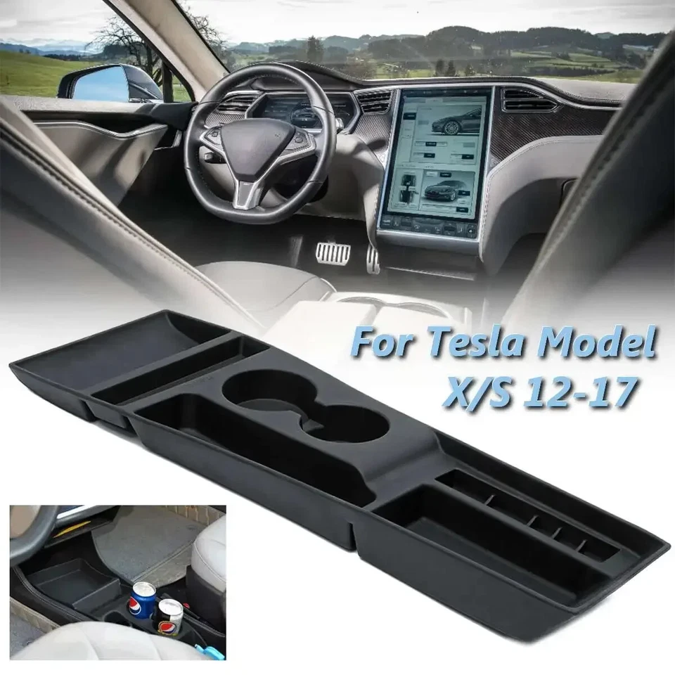 Cup Holder Center Console Storage Organizer Tray For Tesla Model X / S 2012-17 - Imagem 1 de 4