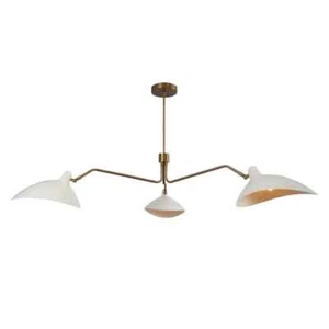 Handmade 3 Light Curved Shade Mid Century Modern Raw Brass Sputnik chandelier - Picture 1 of 5