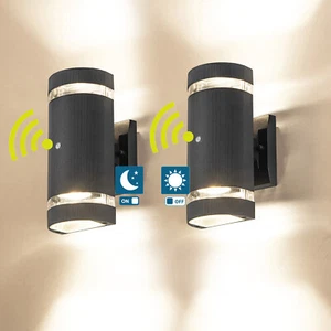 2 Pack 11W LED Up/Down Outdoor Wall Light Fixture Dusk to Dawn Sensor Lamp Patio - Picture 1 of 24
