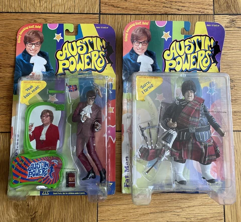 Vintage 1999 AUSTIN POWERS FAT MAN LOT OF  2 ACTION FIGURES New In Package Cover