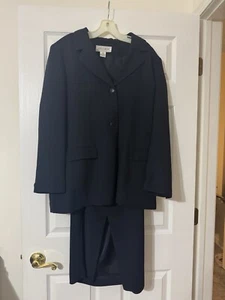 Jones Wear Women 2PC Elegant Black Brown Pant Suit Pant Size 14 Jacket Size 12 - Picture 1 of 3